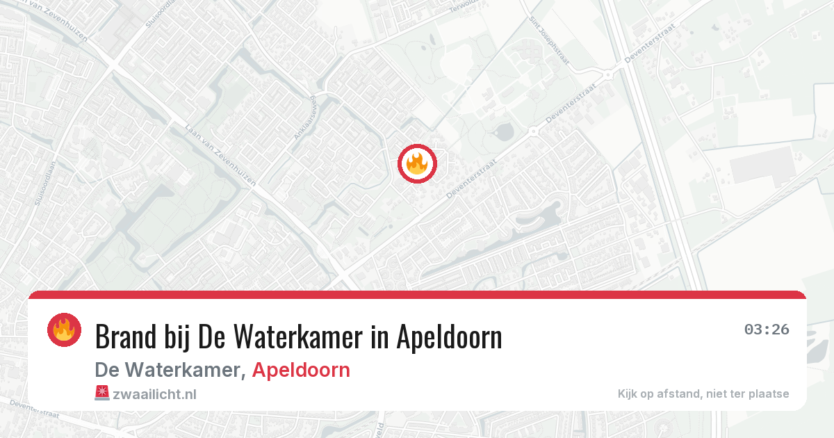Brand bij De Waterkamer in Apeldoorn — 1 apr 2026