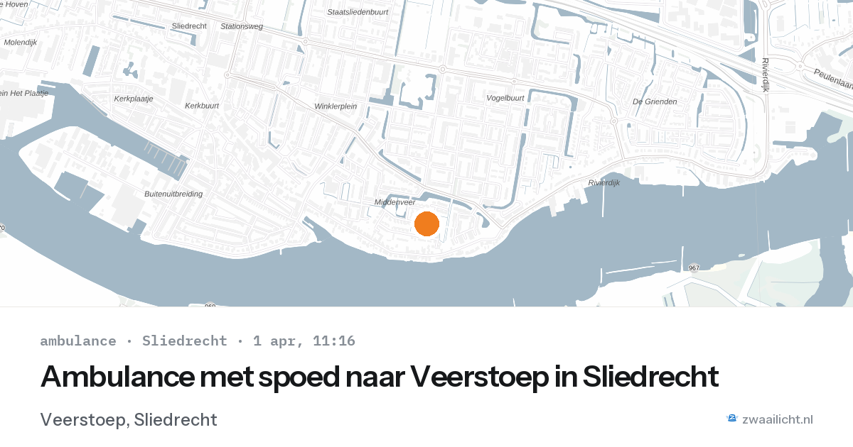 Ambulance met spoed naar Veerstoep in Sliedrecht — 1 apr 2026