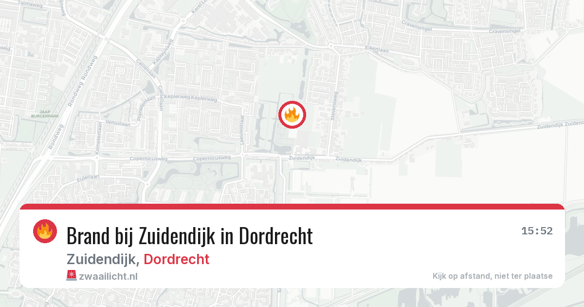 Brand bij Zuidendijk in Dordrecht — 13 aug 2026