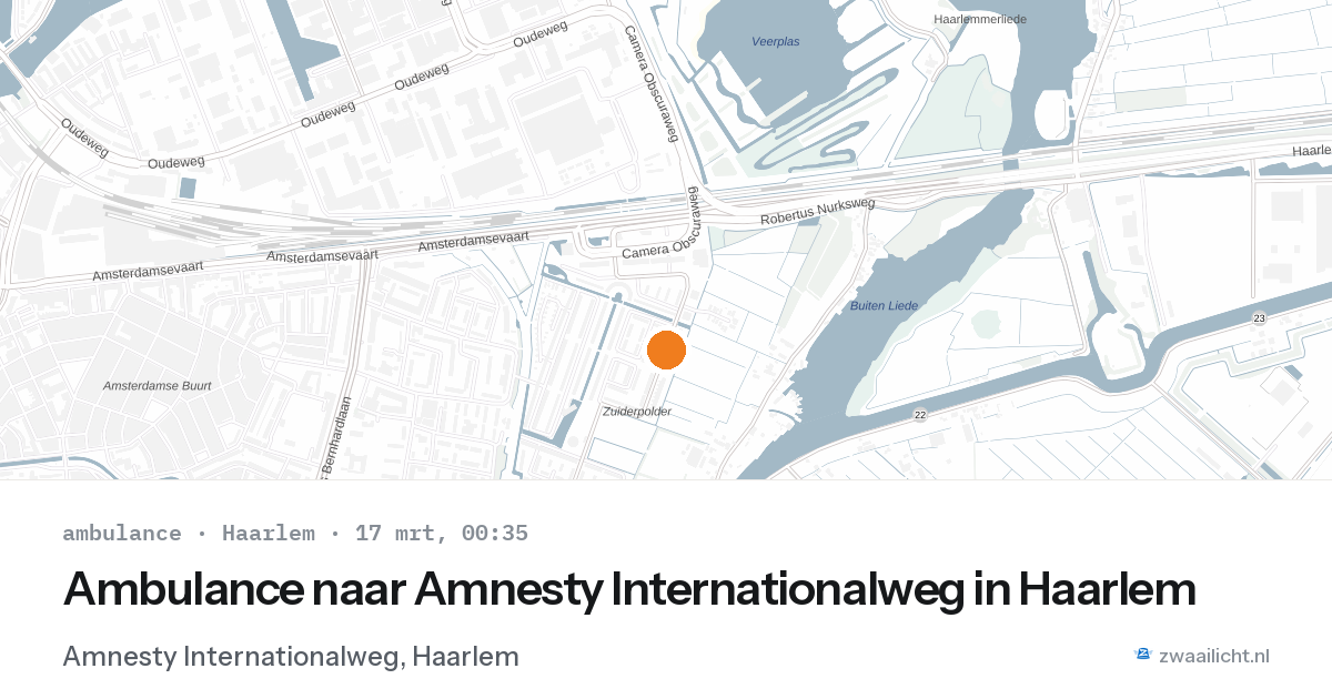 Ambulance naar Amnesty Internationalweg in Haarlem — 16 mrt 2026