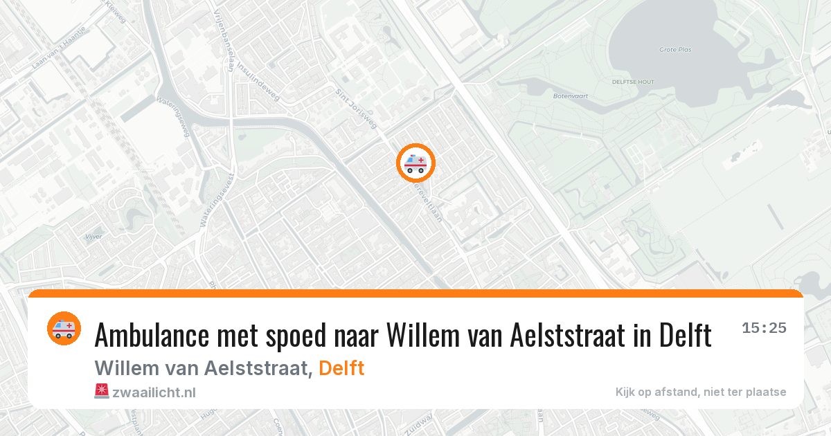 Ambulance met spoed naar Willem van Aelststraat in Delft — 25 jun 2026