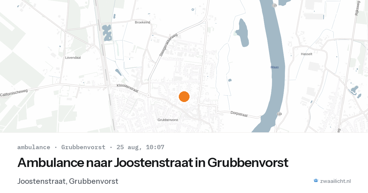 Ambulance naar Joostenstraat in Grubbenvorst — 25 aug 2026