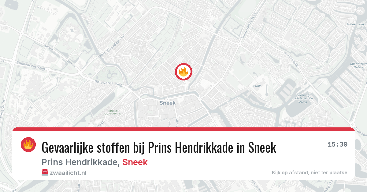 Gevaarlijke stoffen bij Prins Hendrikkade in Sneek — 25 jul 2026