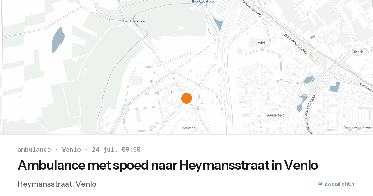 Ambulance met spoed naar Heymansstraat in Venlo — 24 jul 2026