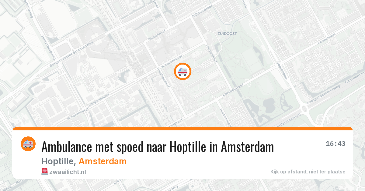 Ambulance met spoed naar Hoptille in Amsterdam — 13 aug 2026