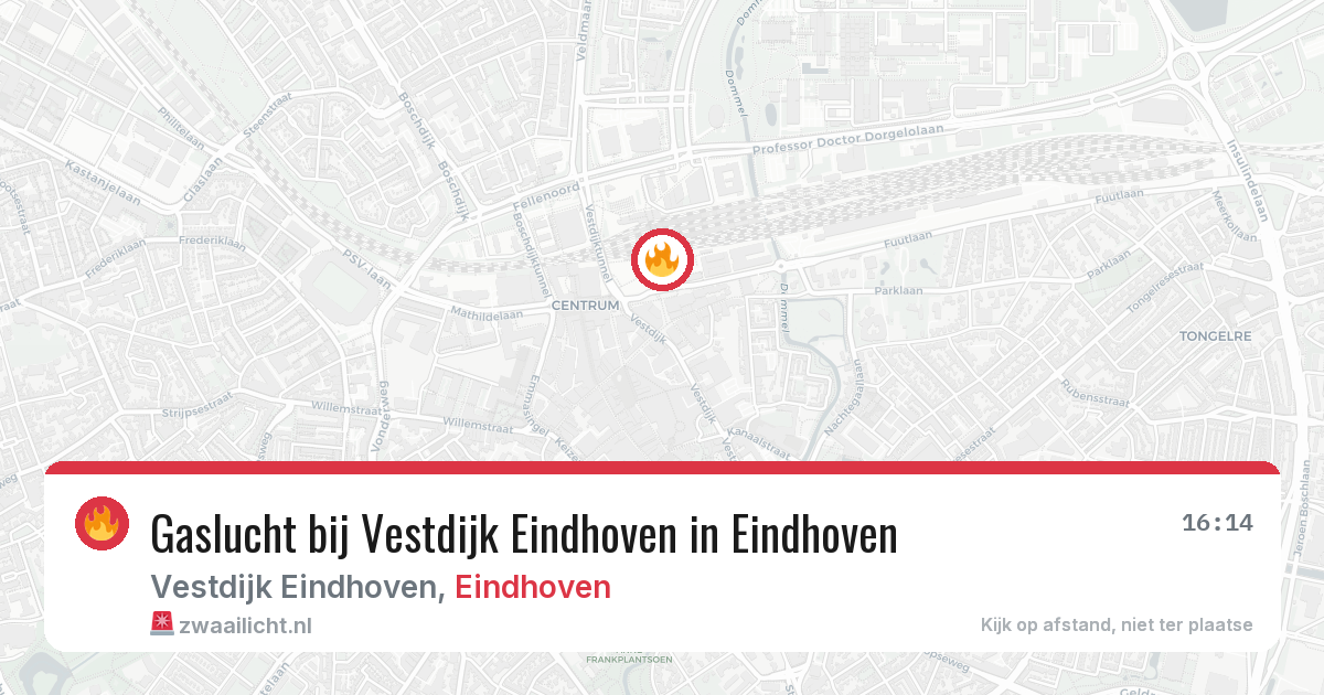 Gaslucht bij Vestdijk Eindhoven in Eindhoven — 15 jul 2026