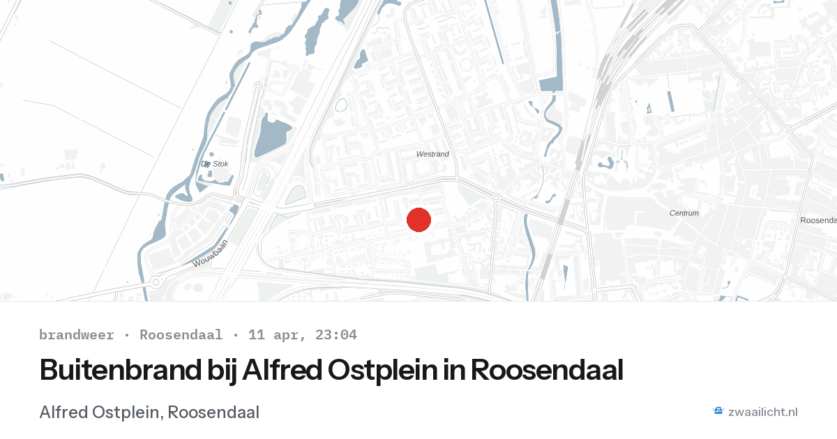 Buitenbrand bij Alfred Ostplein in Roosendaal — 11 apr 2026