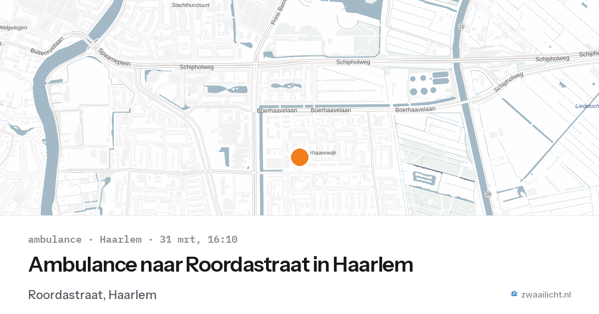 Ambulance naar Roordastraat in Haarlem — 31 mrt 2026