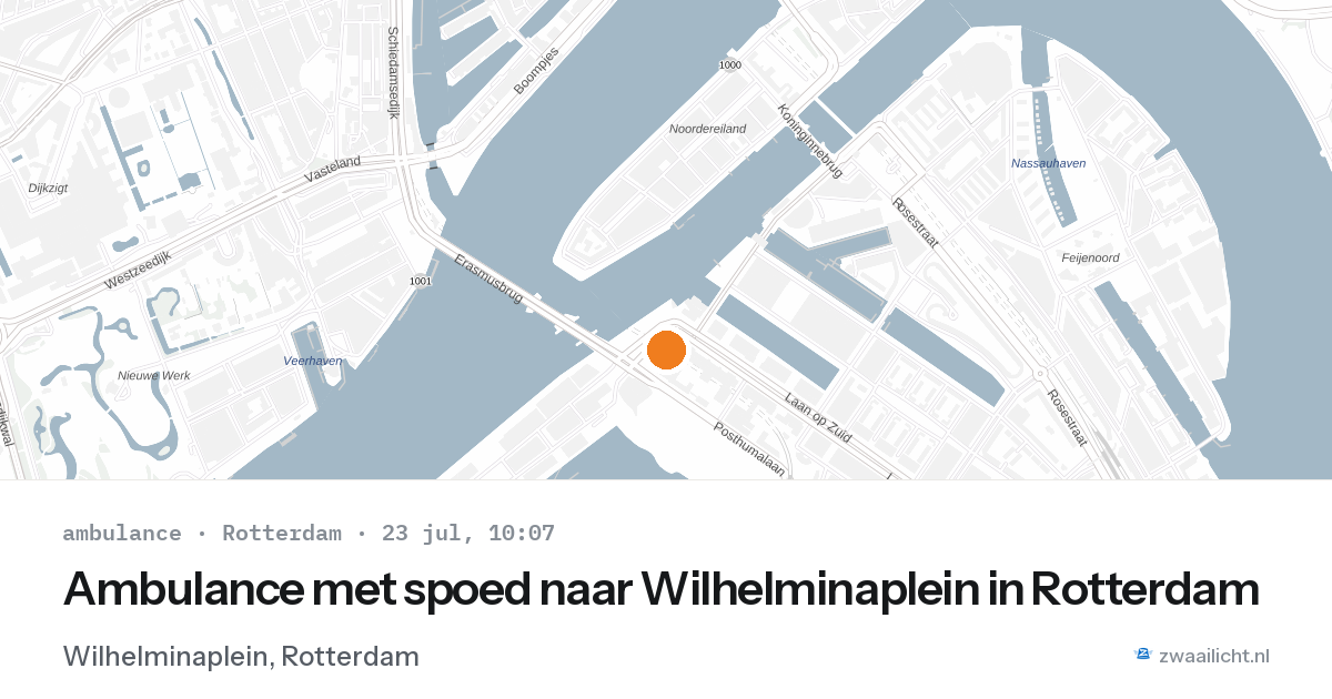 Ambulance met spoed naar Wilhelminaplein in Rotterdam — 23 jul 2026