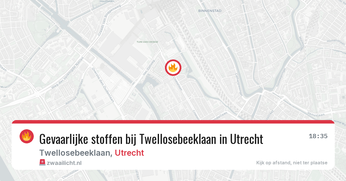 Gevaarlijke stoffen bij Twellosebeeklaan in Utrecht — 21 jun 2026