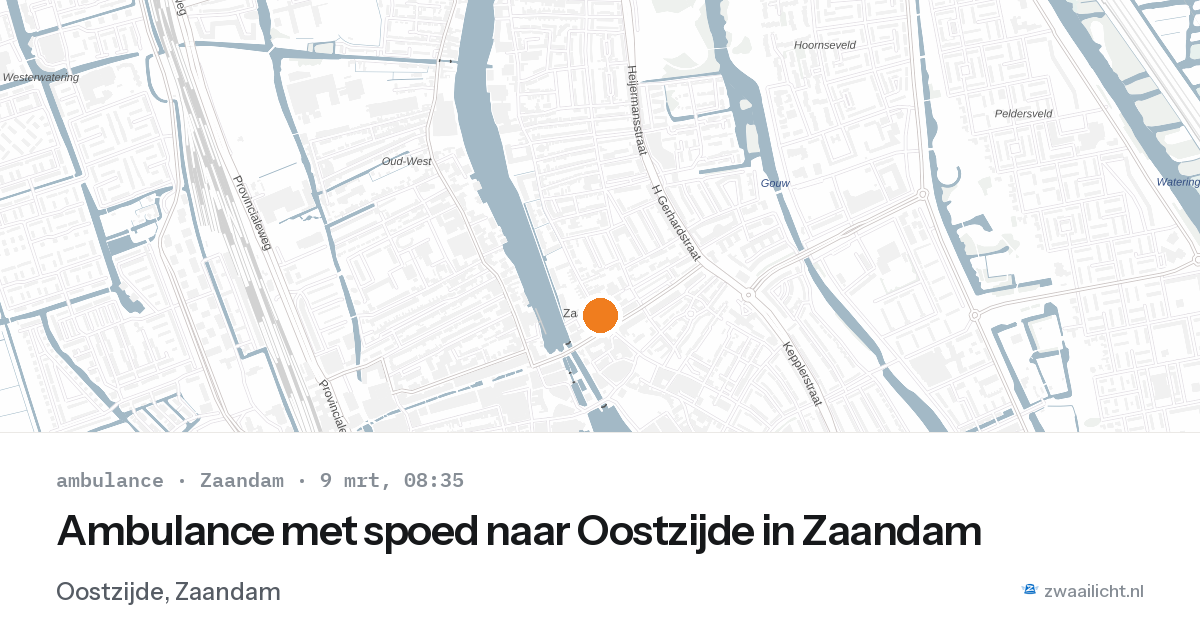 Ambulance met spoed naar Oostzijde in Zaandam — 9 mrt 2026