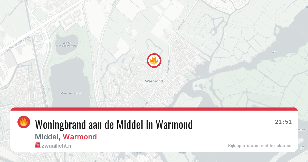 Woningbrand aan de Middel in Warmond — 5 aug 2026