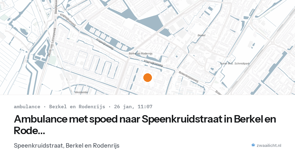 Ambulance met spoed naar Speenkruidstraat in Berkel en Rodenrijs — 26 jan 2026