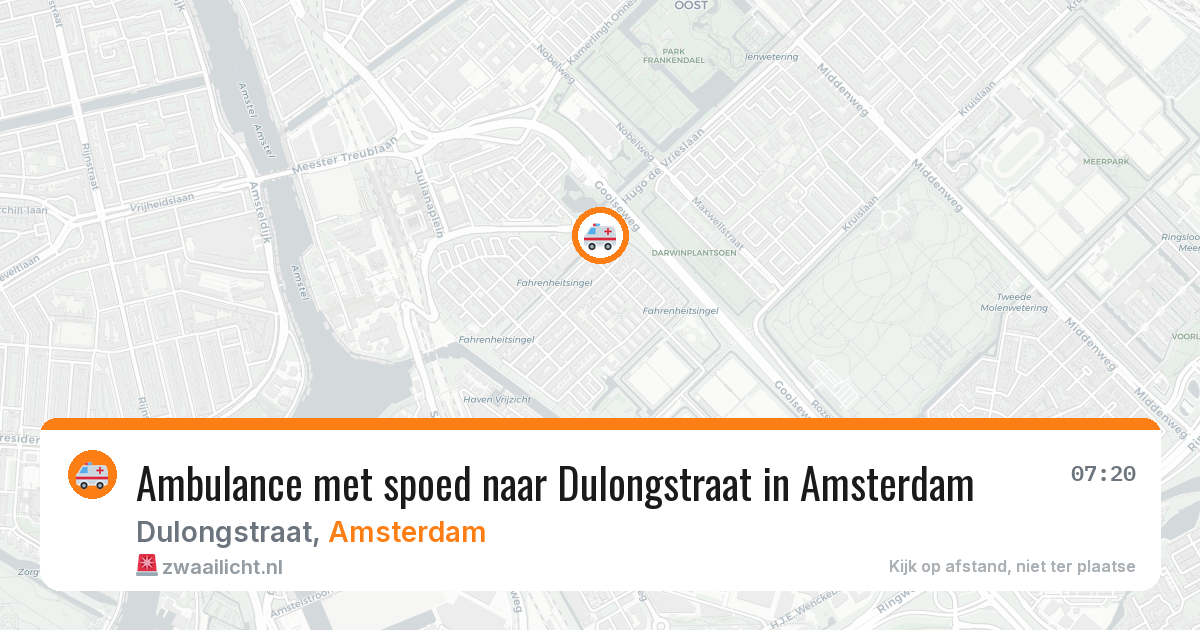 Ambulance met spoed naar Dulongstraat in Amsterdam — 15 jun 2026
