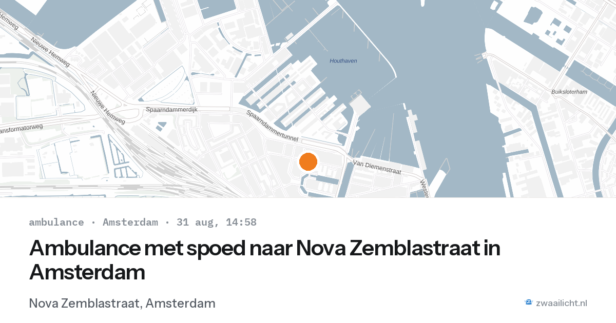 Ambulance met spoed naar Nova Zemblastraat in Amsterdam — 31 aug 2026