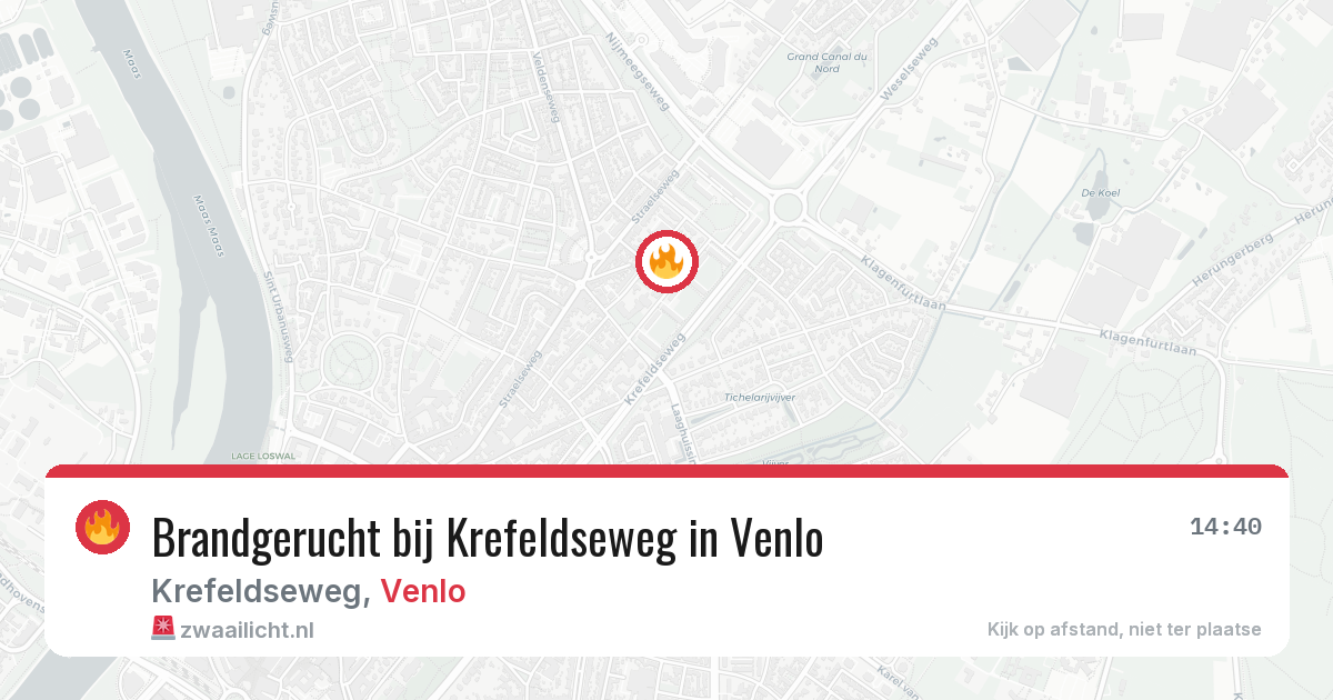 Brandgerucht bij Krefeldseweg in Venlo — 7 jul 2026