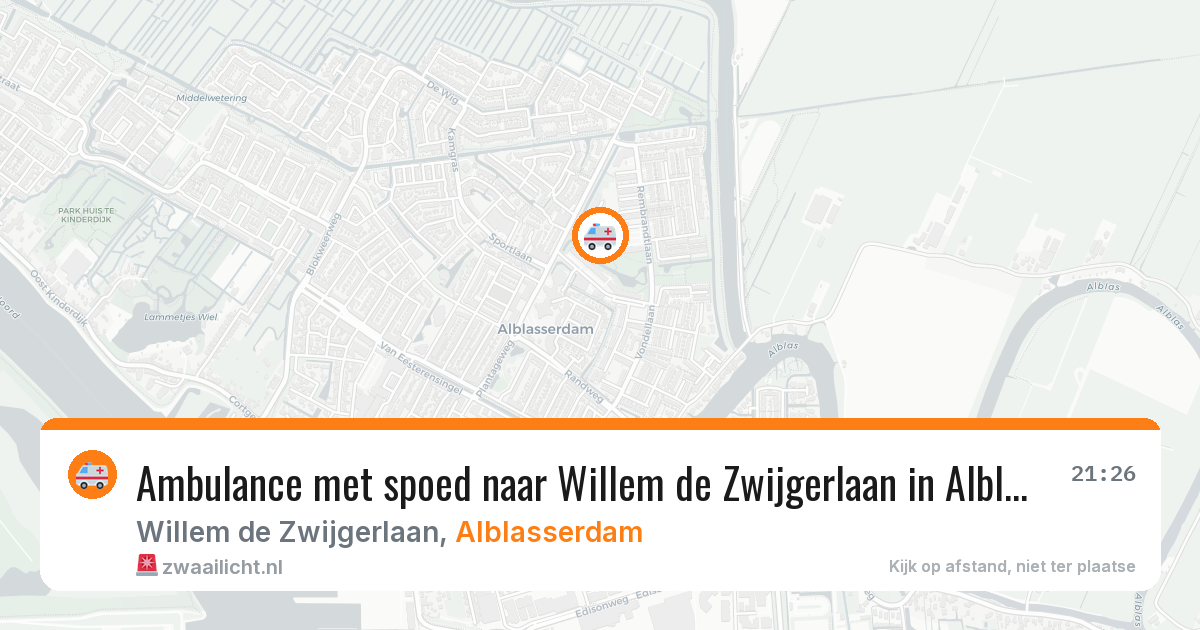 Ambulance met spoed naar Willem de Zwijgerlaan in Alblasserdam — 25 mei 2026