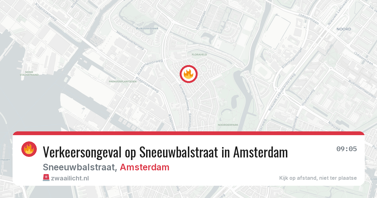 Verkeersongeval op Sneeuwbalstraat in Amsterdam — 22 jul 2026