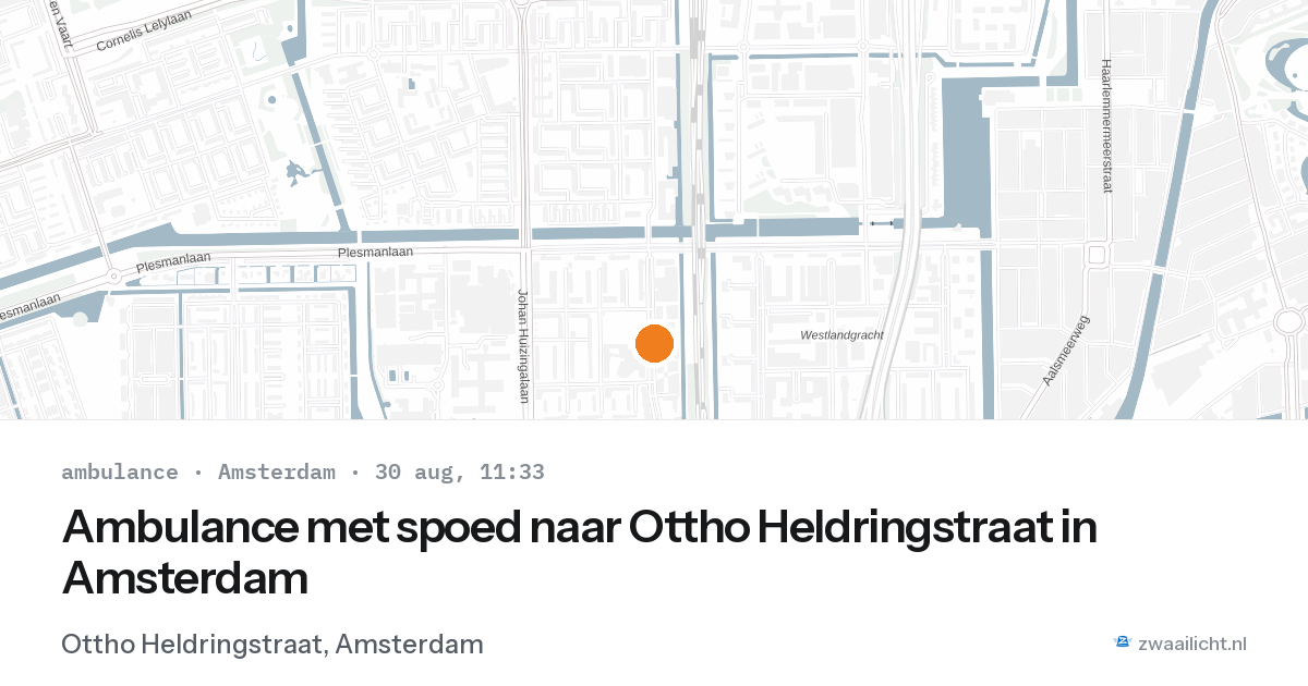 Ambulance met spoed naar Ottho Heldringstraat in Amsterdam — 30 aug 2026