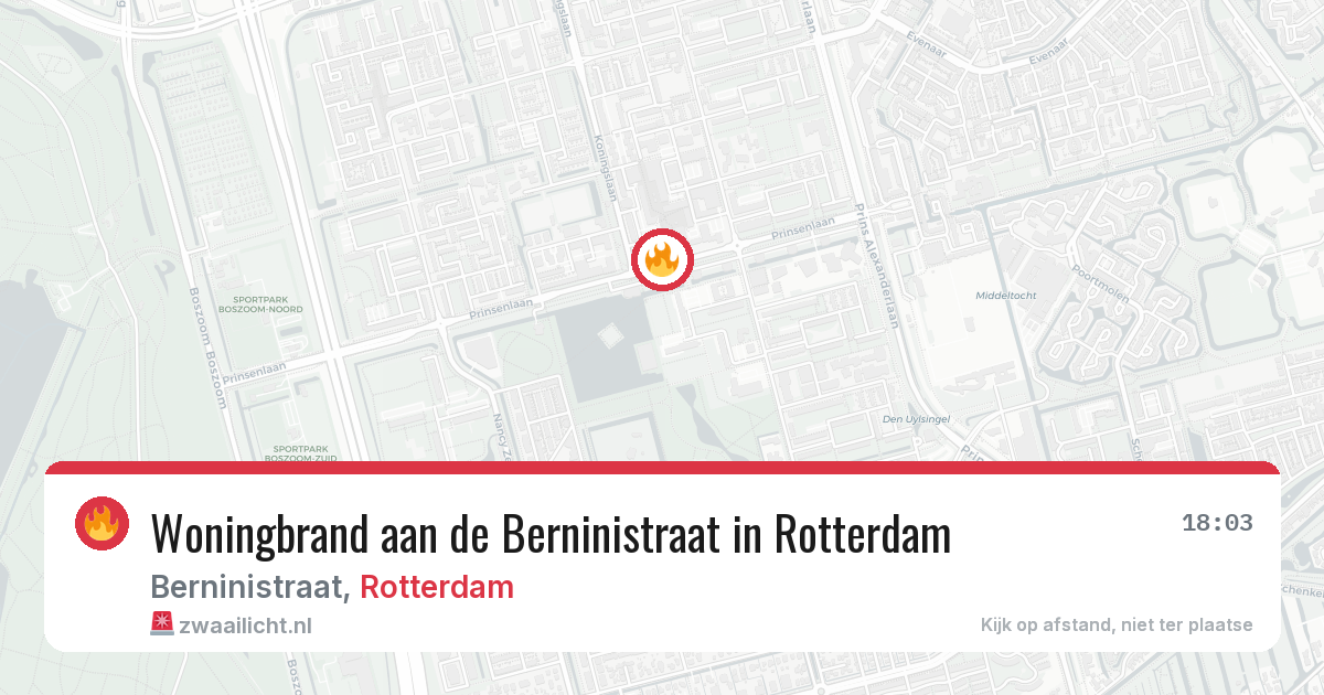 Woningbrand aan de Berninistraat in Rotterdam — 1 apr 2026