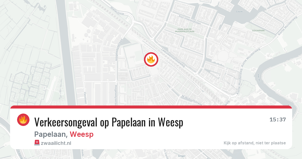 Verkeersongeval op Papelaan in Weesp — 2 jun 2026