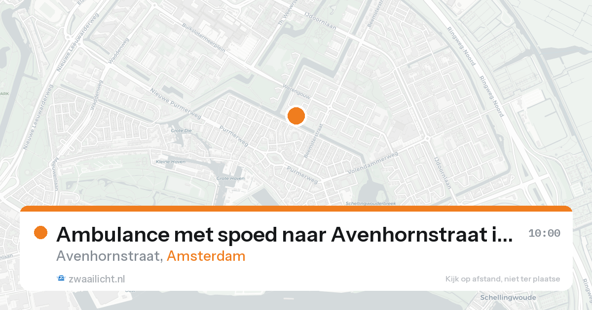 Ambulance met spoed naar Avenhornstraat in Amsterdam — 26 aug 2026