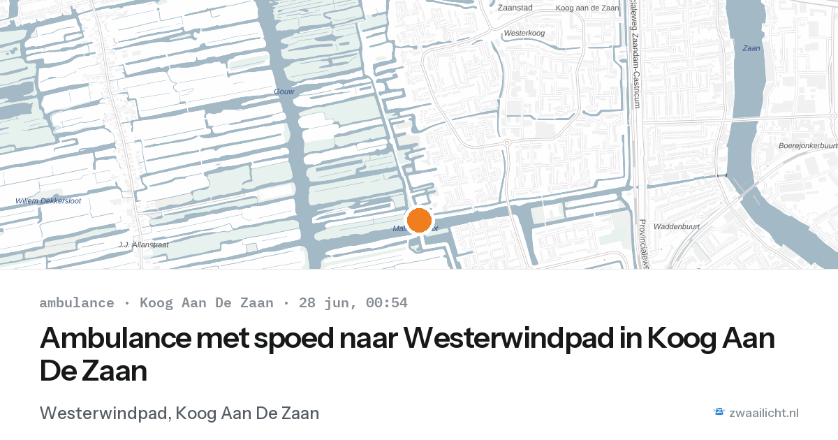 Ambulance met spoed naar Westerwindpad in Koog Aan De Zaan — 27 jun 2026