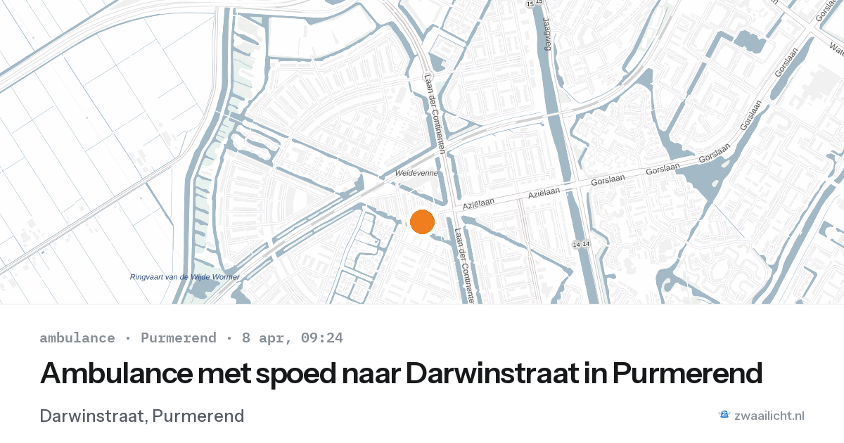 Ambulance met spoed naar Darwinstraat in Purmerend — 8 apr 2026