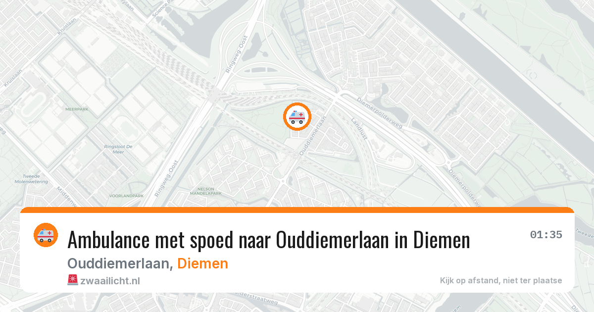 Ambulance met spoed naar Ouddiemerlaan in Diemen — 19 mei 2026
