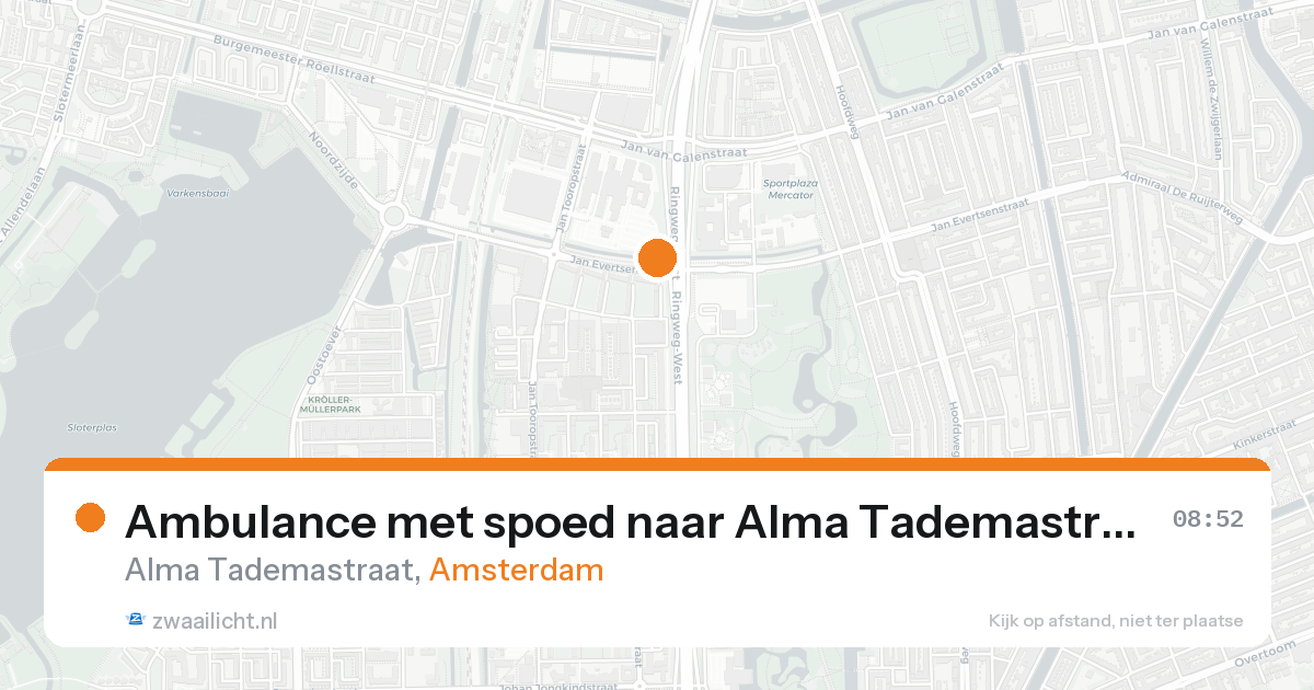 Ambulance met spoed naar Alma Tademastraat in Amsterdam — 20 aug 2026