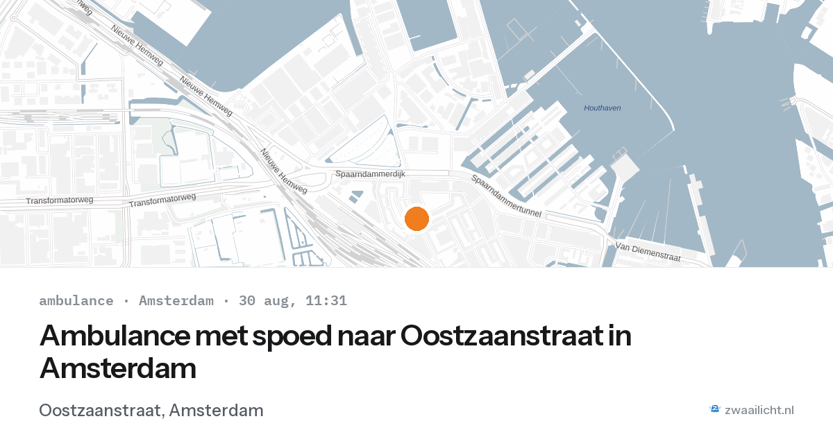Ambulance met spoed naar Oostzaanstraat in Amsterdam — 30 aug 2026