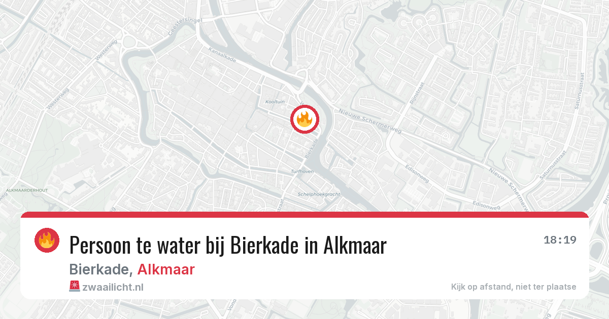 Persoon te water bij Bierkade in Alkmaar — 18 jul 2026