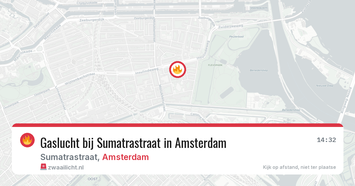 Gaslucht bij Sumatrastraat in Amsterdam — 11 mei 2026