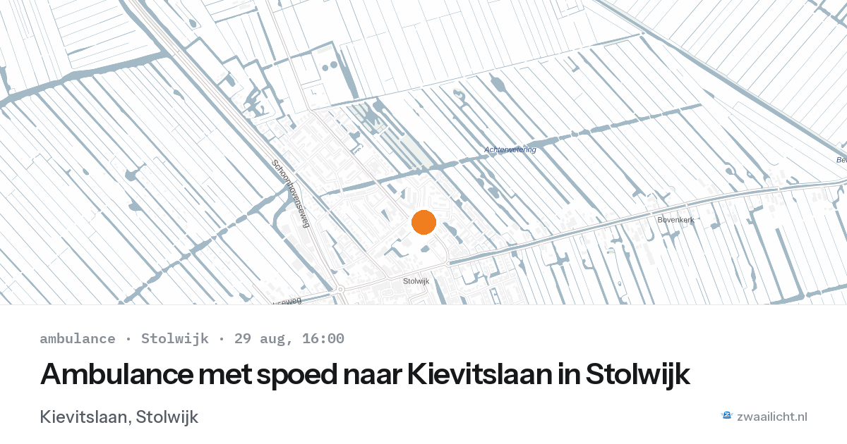 Ambulance met spoed naar Kievitslaan in Stolwijk — 29 aug 2026
