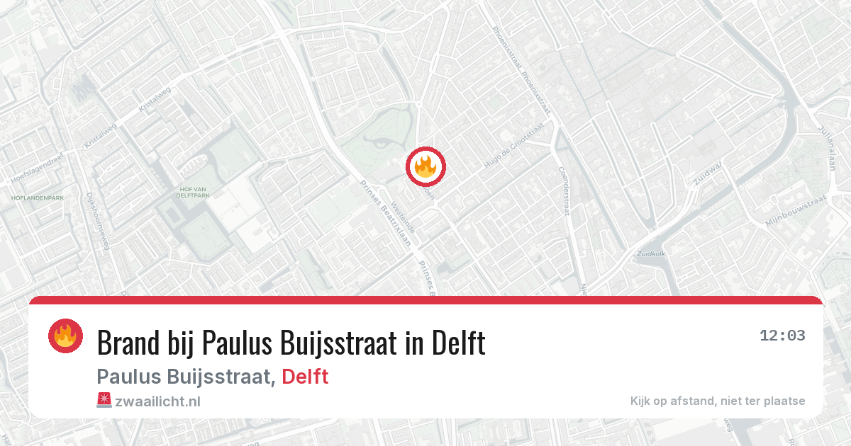 Brand bij Paulus Buijsstraat in Delft — 18 mrt 2026