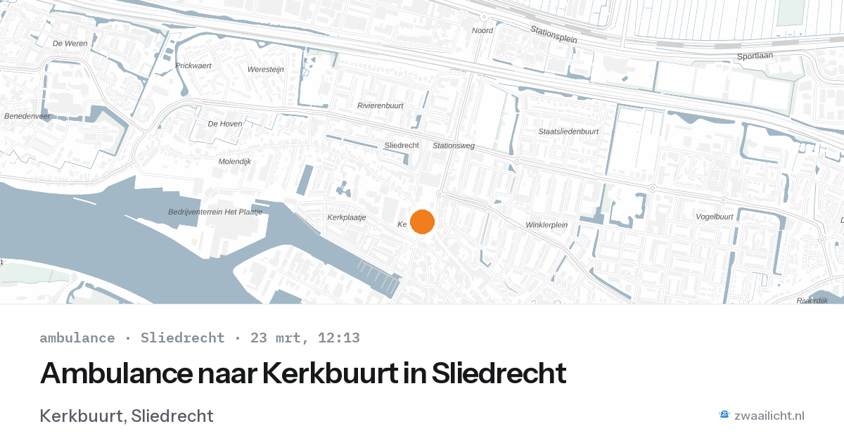 Ambulance naar Kerkbuurt in Sliedrecht — 23 mrt 2026