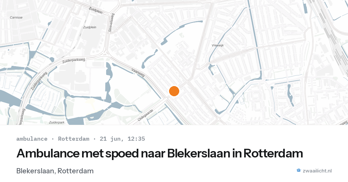 Ambulance met spoed naar Blekerslaan in Rotterdam — 21 jun 2026