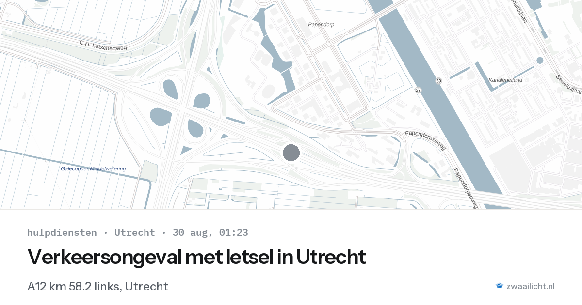 Verkeersongeval met letsel in Utrecht — 29 aug 2026
