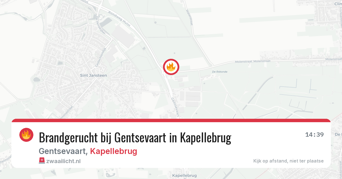 Brandgerucht bij Gentsevaart in Kapellebrug — 30 jul 2026