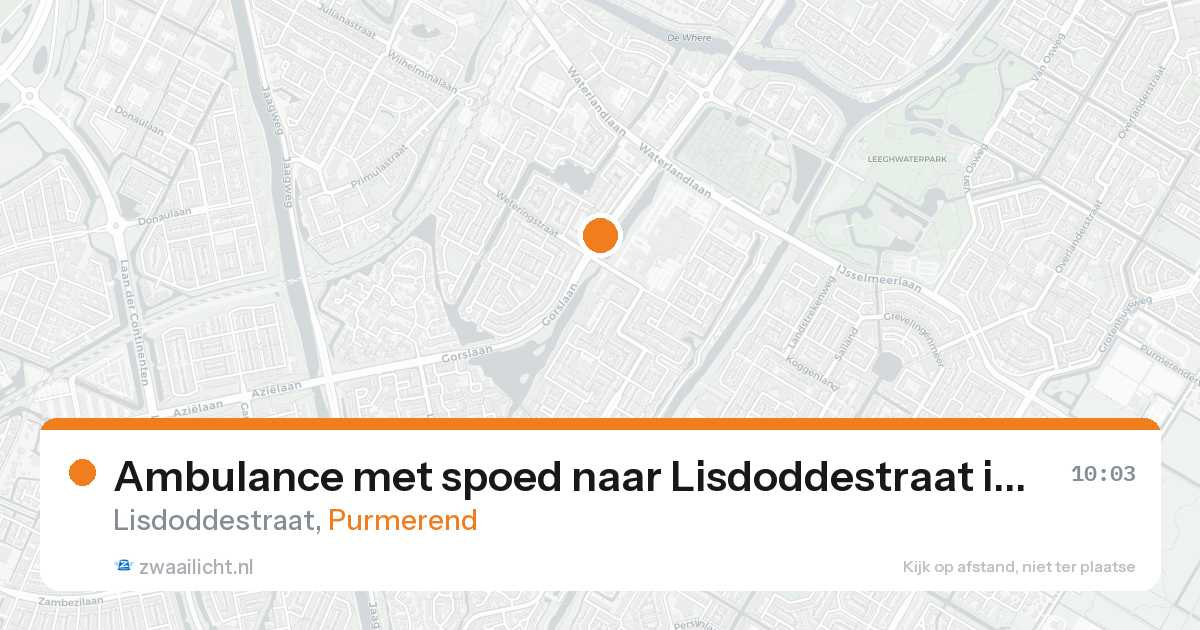 Ambulance met spoed naar Lisdoddestraat in Purmerend — 24 aug 2026