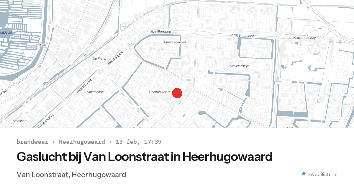 Gaslucht bij Van Loonstraat in Heerhugowaard — 13 feb 2026