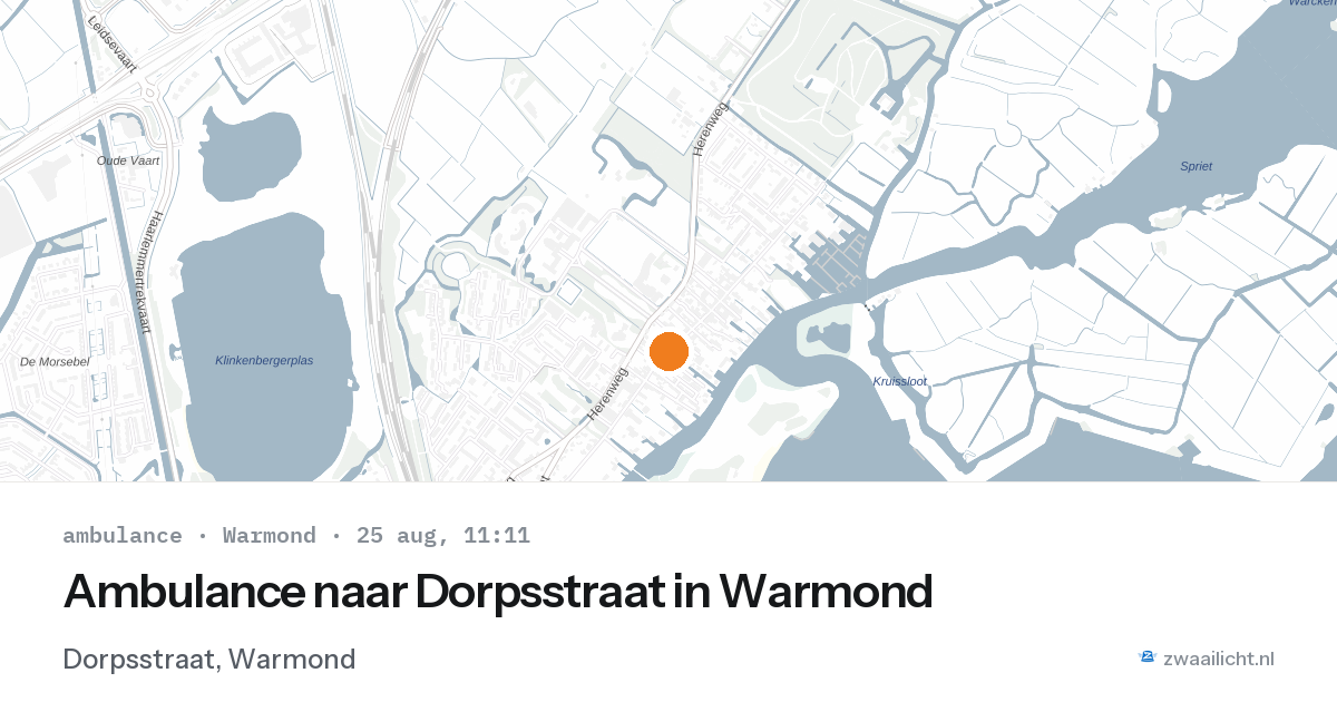 Ambulance naar Dorpsstraat in Warmond — 25 aug 2026