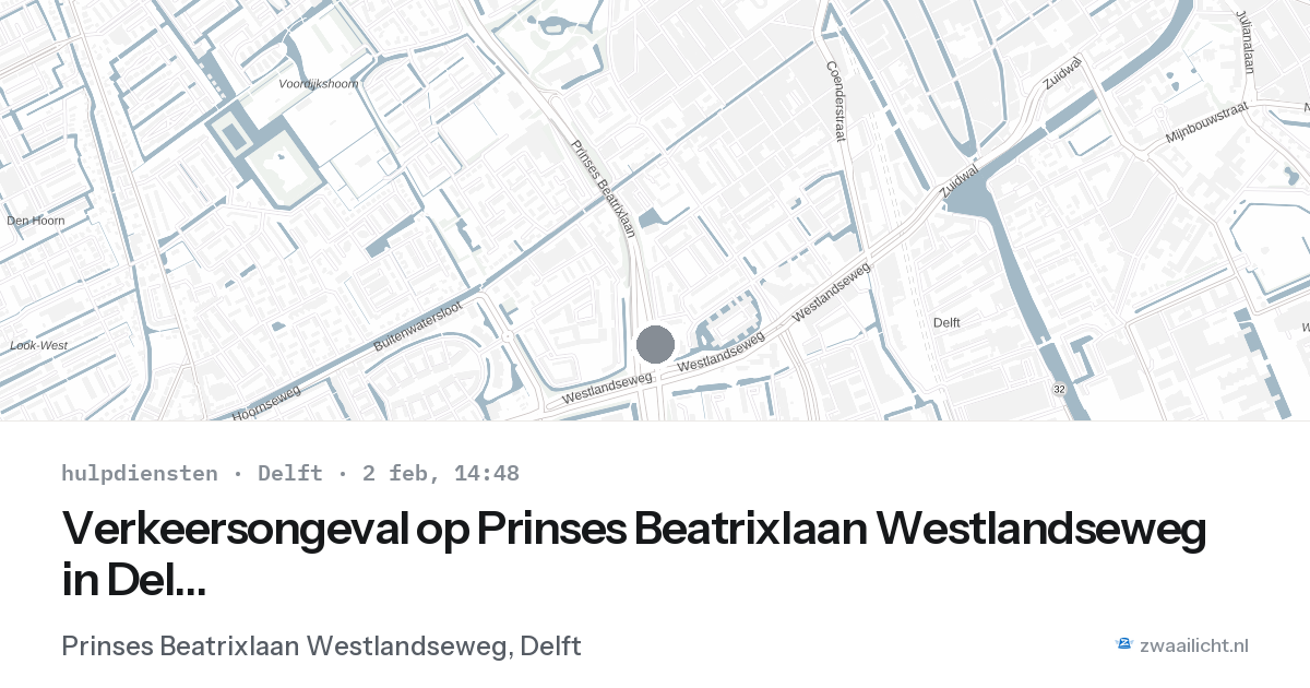 Verkeersongeval op Prinses Beatrixlaan Westlandseweg in Delft — 2 feb 2026