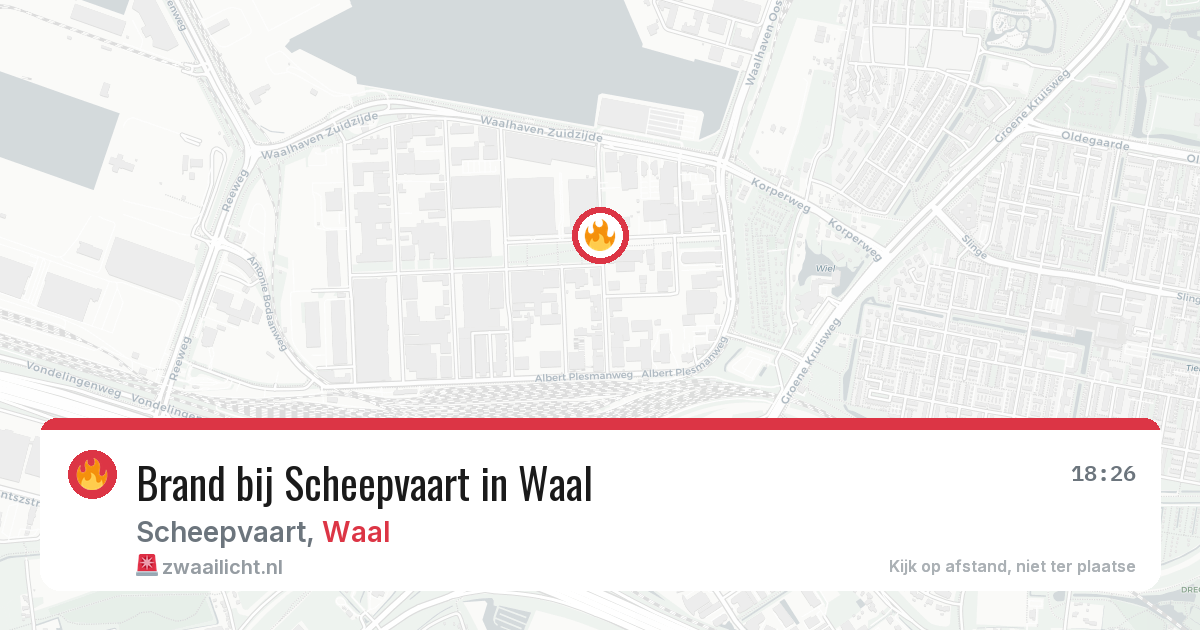 Brand bij Scheepvaart in Waal — 13 jun 2026