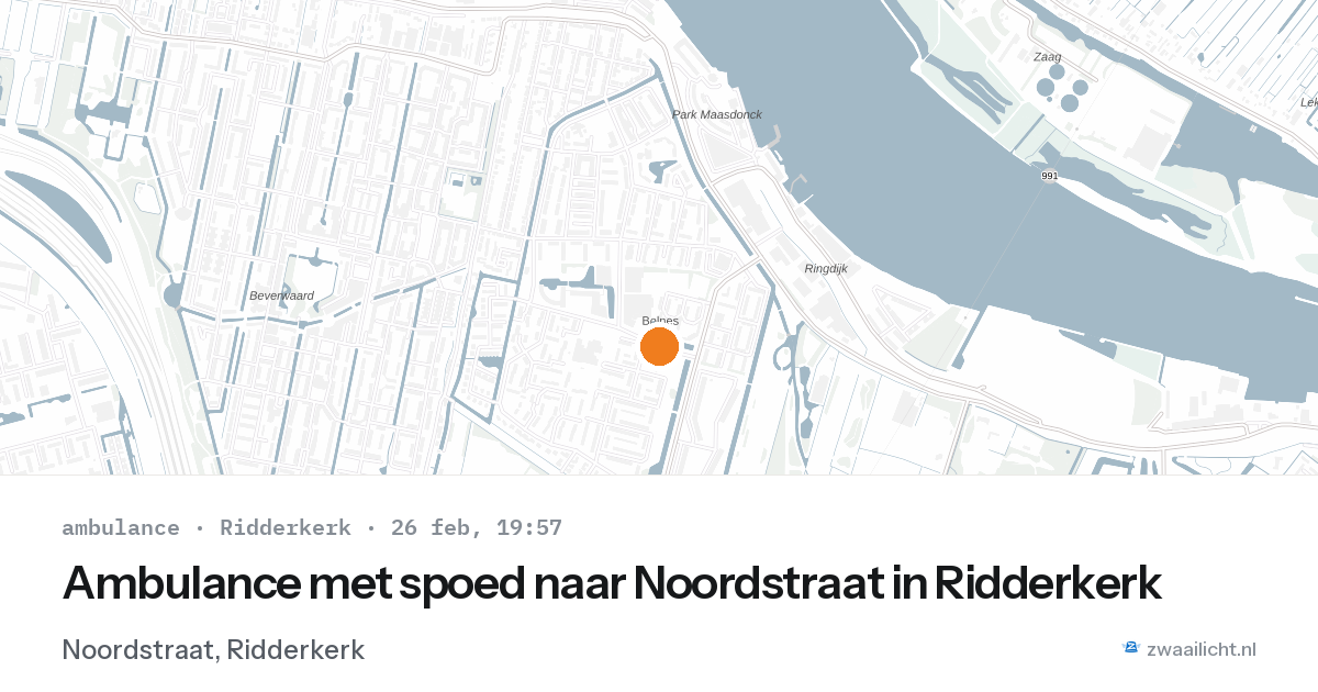 Ambulance met spoed naar Noordstraat in Ridderkerk — 26 feb 2026