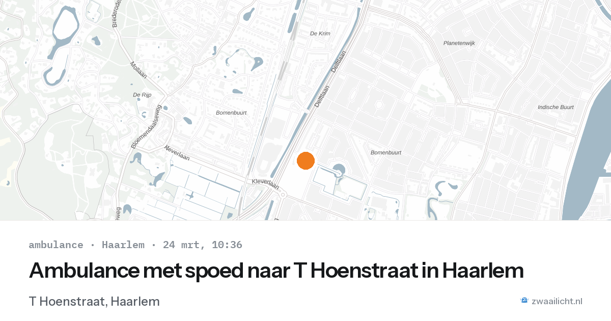 Ambulance met spoed naar T Hoenstraat in Haarlem — 24 mrt 2026