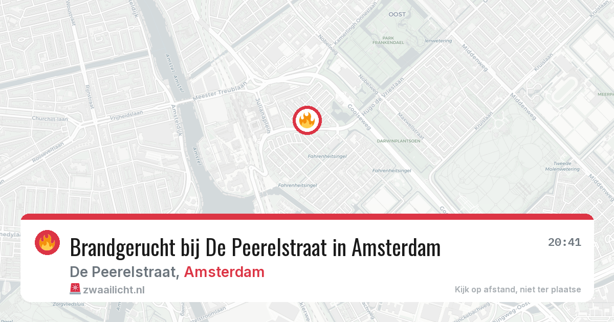 Brandgerucht bij De Peerelstraat in Amsterdam — 3 aug 2026