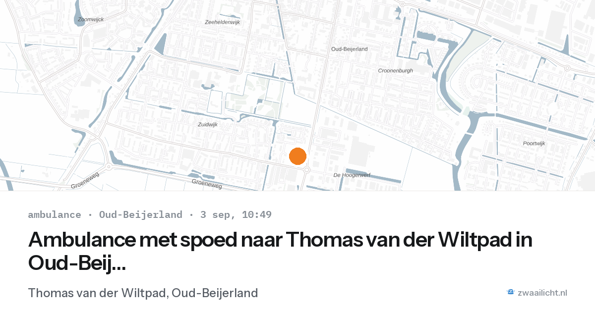 Ambulance met spoed naar Thomas van der Wiltpad in Oud-Beijerland — 3 sep 2026