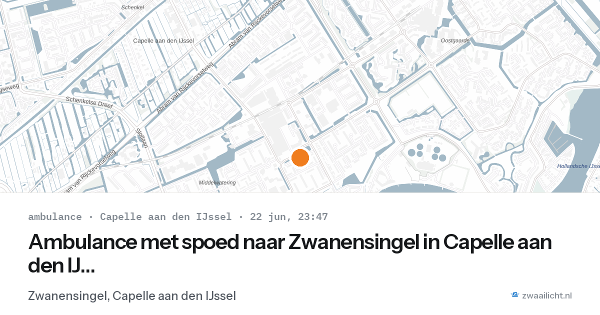 Ambulance met spoed naar Zwanensingel in Capelle aan den IJssel — 22 jun 2026