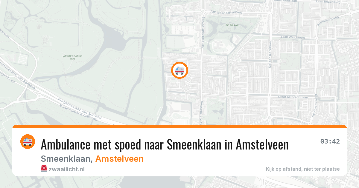 Ambulance met spoed naar Smeenklaan in Amstelveen — 14 aug 2026